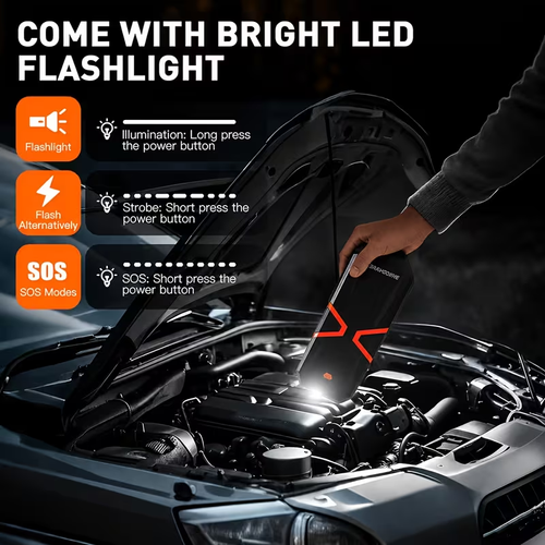 10IN1 Portable Car Battery Jump Starter With Tire Inflator 12V Fast Start