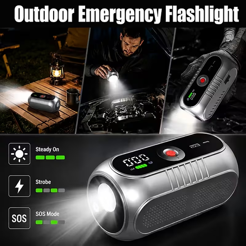 10IN1 Portable Car Battery Jump Starter With Tire Inflator 12V Fast Start