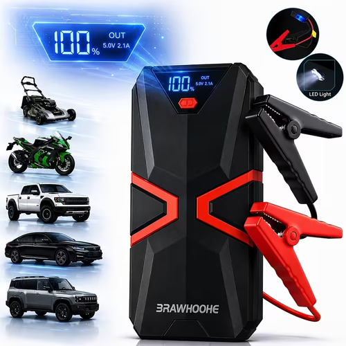 10IN1 Portable Car Battery Jump Starter With Tire Inflator 12V Fast Start