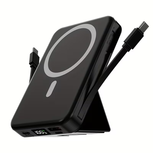 10000mAh Super Fast Charging PD22.5W Wireless Charging 15W Magnetic Fast Charging Power Bank Mini Built-in 2 Cables