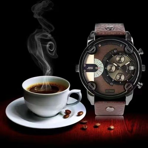 High Quality Luxury Vintage Men's Leather Strap Quartz Watch Asymmetric Dual Dial Hip Hop Waterproof Wristwatch