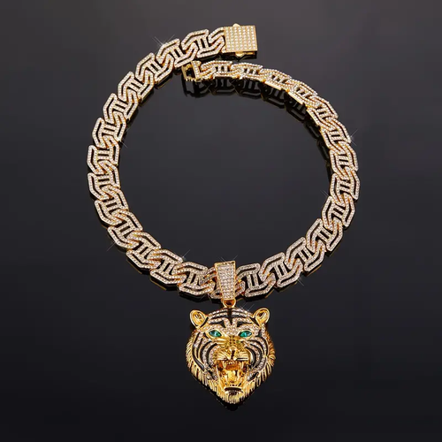Full of diamond tiger pendants niche Cuban necklace for men