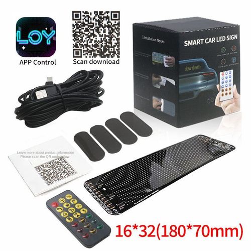 32*16(180mm*70MM)Car Windshield LED Screen DIY Indicator Light Devil's Eye App Control Truck AnimationDecoration Electronics