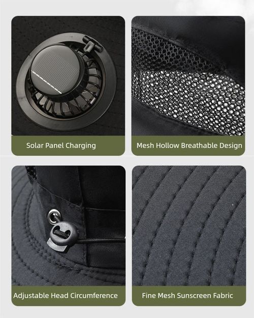 Outdoor Work Cap Solar Powered Fan Hat Sun Hat Wide Brim Cooling Hat for Outdoor