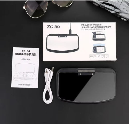 3in1 Car Navigation Projector Head-up Display Makeup Organizer Car Phone Holder HUD Type c Wireless Charger Receiver