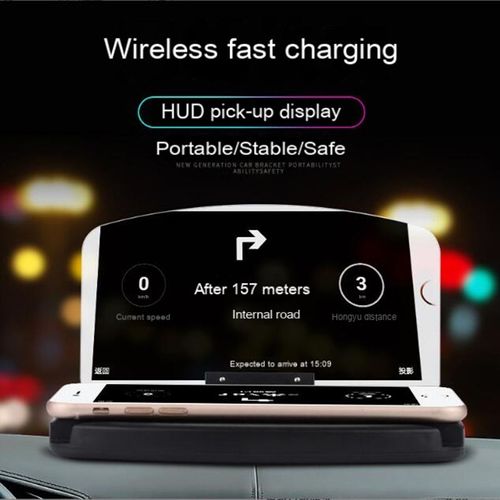 3in1 Car Navigation Projector Head-up Display Makeup Organizer Car Phone Holder HUD Type c Wireless Charger Receiver