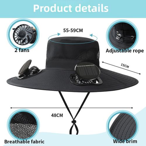 Outdoor Work Cap Solar Powered Fan Hat Sun Hat Wide Brim Cooling Hat for Outdoor