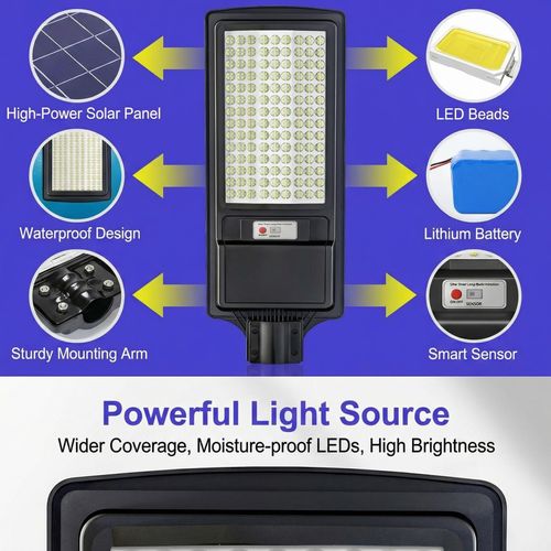 Solar Street Light 504 LEDs | 1500ml Large Battery | Wide Angle Waterproof Outdoor Light
