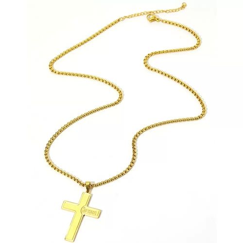 Believers Essential | Jesus Cross Titanium Green Moissanite Necklace