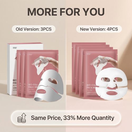 4-Pack | Korean Bio-Collagen Hydrogel Mask, Overnight Use, Lifting & Pore Minimizing, Moisturizing & Repairing Transparent Mask