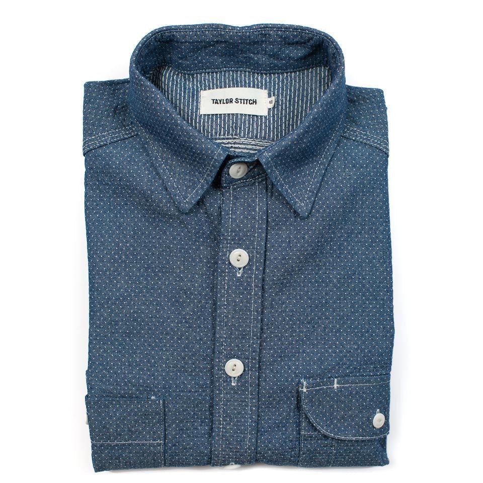 Indigo Jacquard Dot Utility Shirt