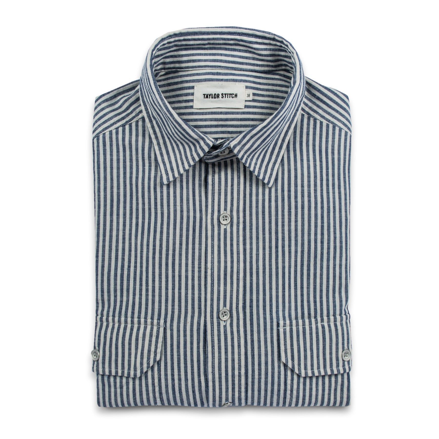 Rnoeu Chore Shirt in Natural Striped Chambray