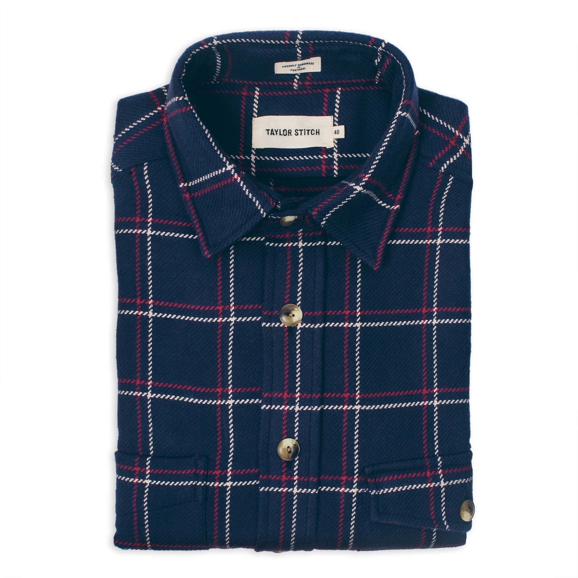 Rnoeu Crater Shirt in Navy Plaid