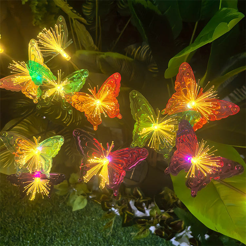 Solar Garden Decoration New Upgraded Solar Swaying Light Sway by Wind Solar Butterfly Fiber Lamp for Yard Pathway Street