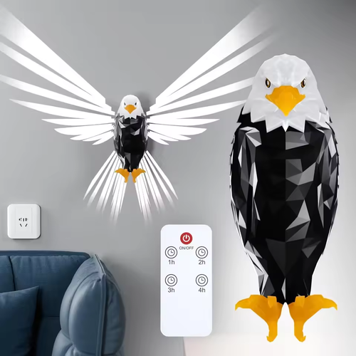 Bald Eagle Wall Light, Eagle Night Lights, USB Rechargeable, Remote Control Magnetic Wall Mounted Lamp for Bedroom, Hallway