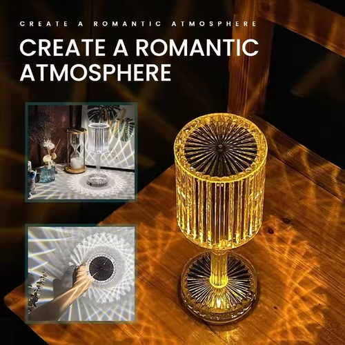 Touching Control Crystal Lamp  16 RGB Colors Dimmable with Remote Control (Rechargeable)