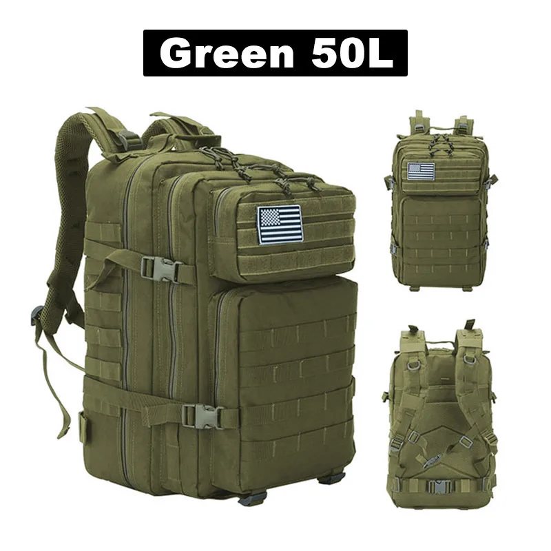 50L Waterproof Tactical Hiking Backpack – Military Camping Rucksack with Large Capacity