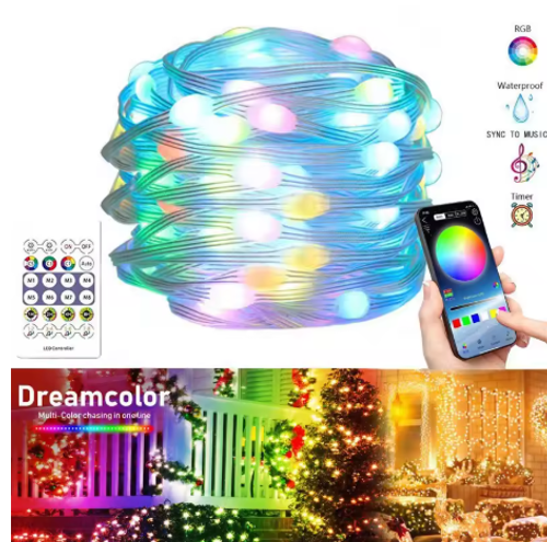 RGB LED Fairy String Lights Dreamcolor USB Christmas Light Bluetooth APP Smart Garland Fairy Light Christmas Wedding Party Deco