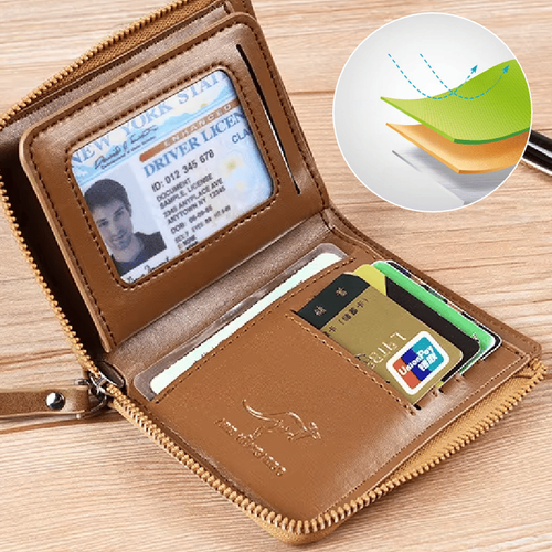 Kangaroo Men RFID Blocking Wallet, Multi-function Credit Card Holder