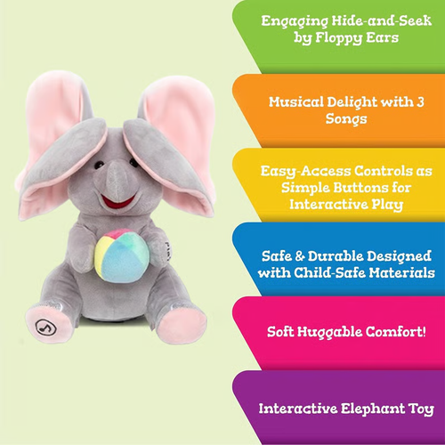 Cute Hide and Seek Elephant Plush Doll with Music