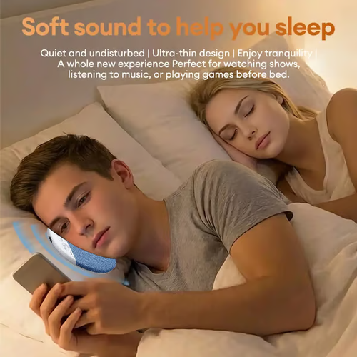 🏆Ultra-Thin Bluetooth Pillow Speaker – Bluetooth 5.4 Bone Conduction, Sleep-Friendly & Side Sleeper Comfort🎁