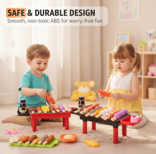 Kids Realistic BBQ Grill Playset with Food