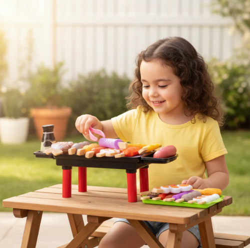 Kids Realistic BBQ Grill Playset with Food