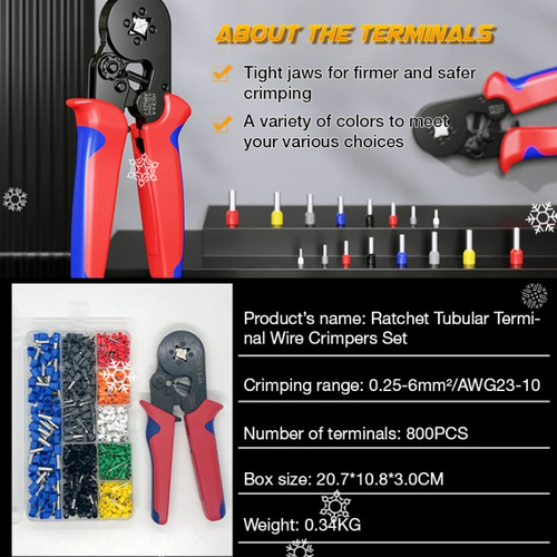 Ratchet Tubular Terminal Wire Crimpers Set
