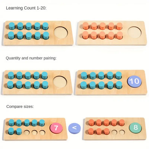 木制 十格阵数学教具Wooden Ten-Frame Set Mathematics Teaching Aids Are Suitable For Kindergarten, Primary School, Grade 1, Home School, Addition And Subtraction Of Mathematics Games, Counter Toys Suitable For Aged 3-8