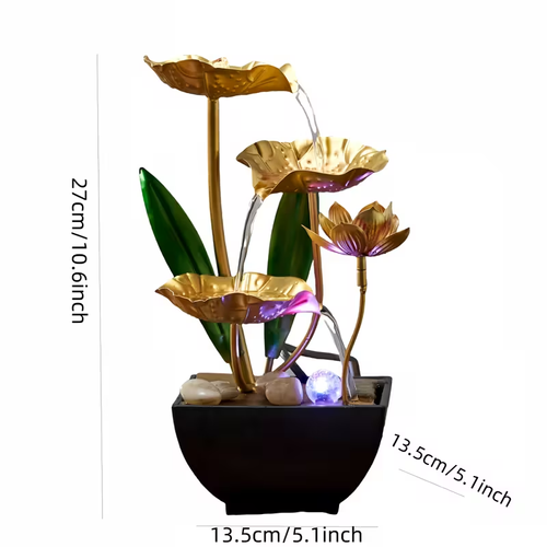 荷花摆件Small Indoor Fountain Automatic Humidifier Desktop Decor for Living Room and Bedroom Relaxation Craft