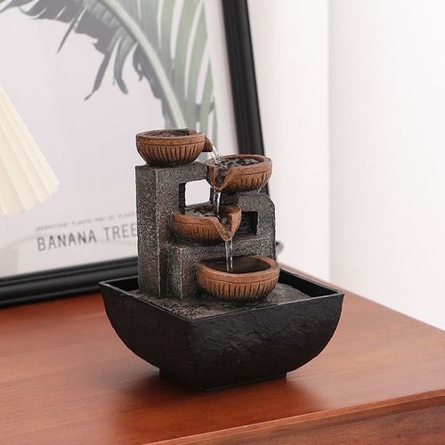 1pc Resin Tabletop Waterfall Fountain, USB Powered Indoor Desktop Flowing Water Feature, Relaxing Feng Shui Decoration, with Operating Voltage ≤36V for Various Room Types