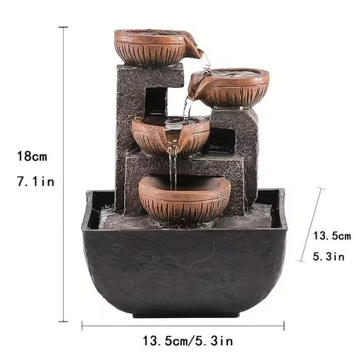 1pc Resin Tabletop Waterfall Fountain, USB Powered Indoor Desktop Flowing Water Feature, Relaxing Feng Shui Decoration, with Operating Voltage ≤36V for Various Room Types