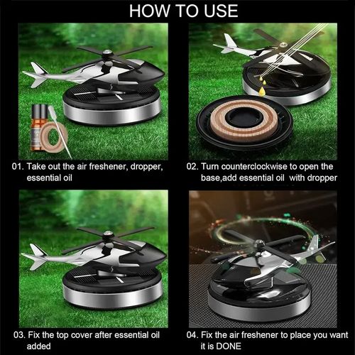 Helicopter Shaped Car Air Fresheners,Rotating Solar Powered Car Freshener, SolarHelicopter Car Aromatherapy, Car InteriorDashboard Decoration, Car Interior Decor,Universal Car Interior Decoration AccessoriesCar Accessories Car Fragrance Diffuser