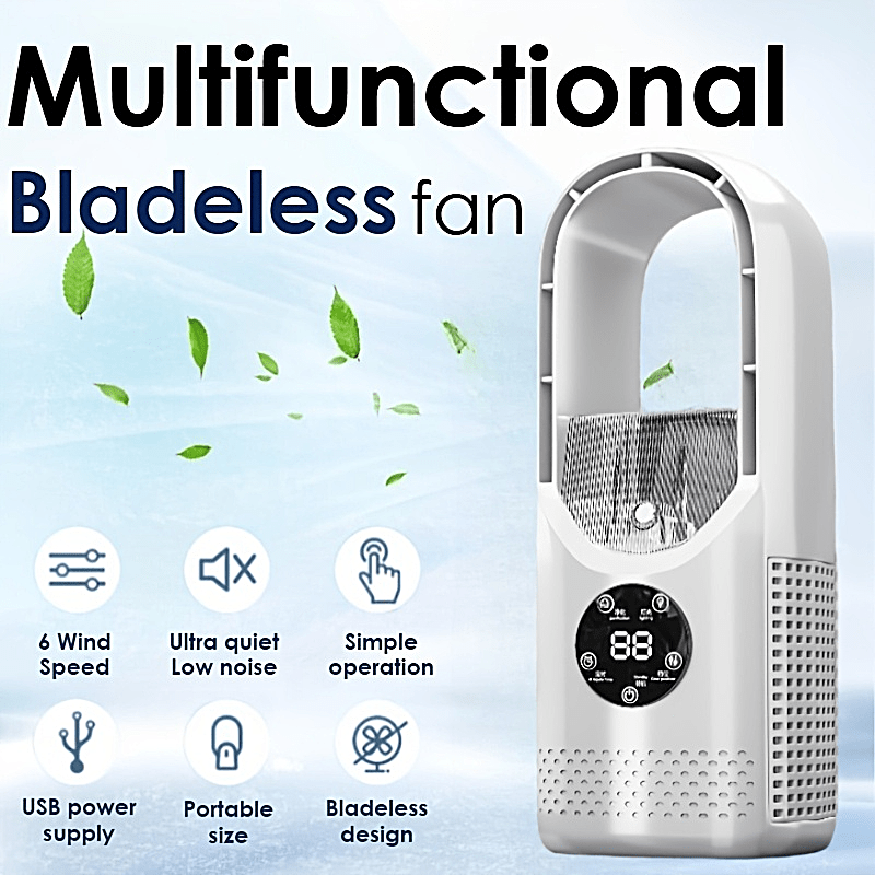 Portable Air Conditioning Fan, USB Tower Fan, Desktop Bladeless Fan