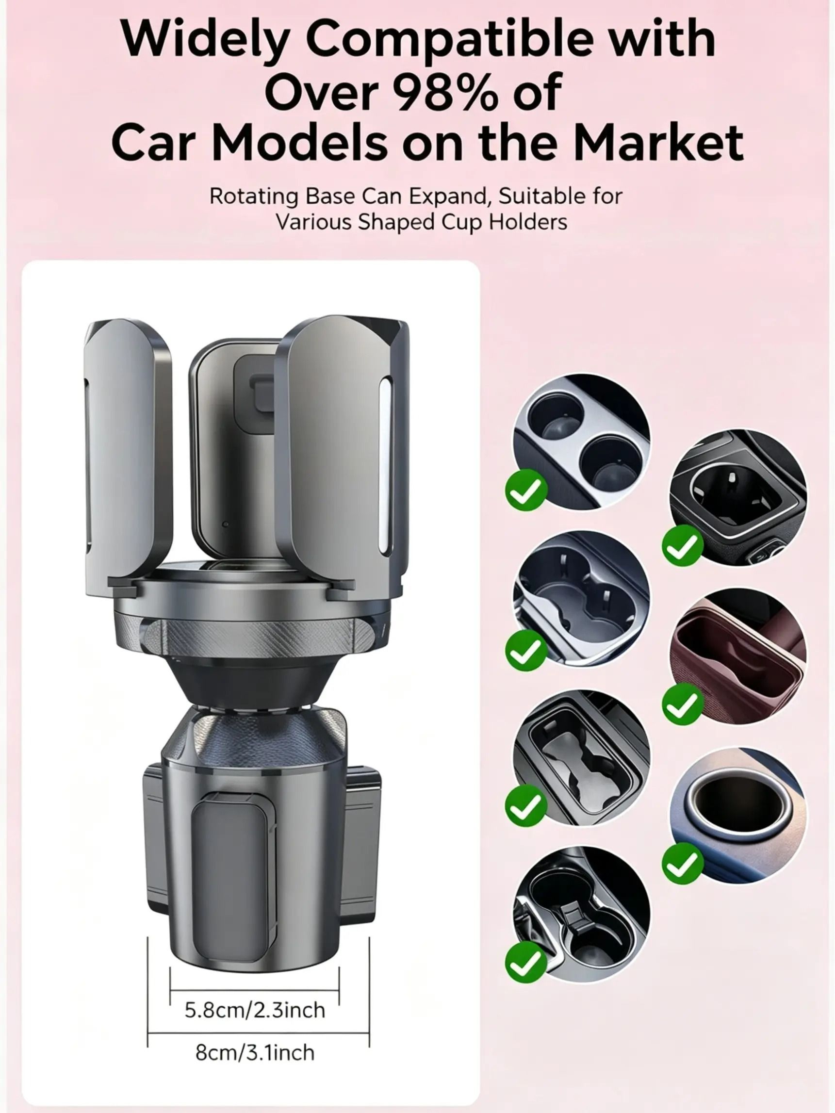 car cup holder Car Cup Holder Extender with Adjustable Arm and Base, Universal Automotive Interior Mount, Fits Most Insulated Cups, Coffee Mugs, Bottles, Noodle Bowls car cup holder insert car cup holder extender car cup holder expand cup holder car