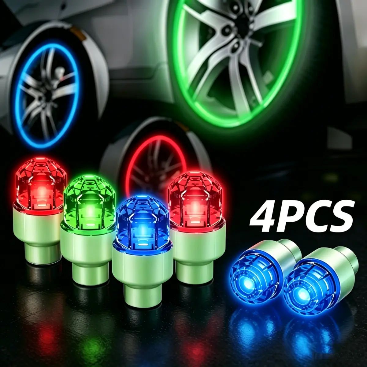 LED Wheel Lights – Motion-Activated LED Tire Valve Cap Lights for Cars, Motorcycles & Bicycles, Stylish Wheel Decoration