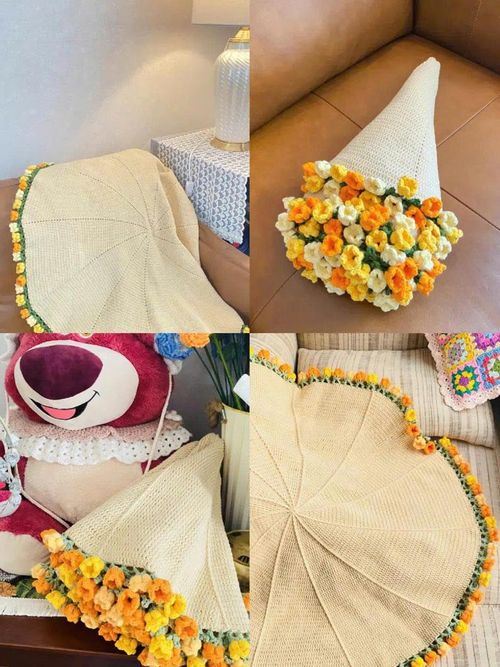 Handmade Crochet Rose Bouquet Blanket – Soft Flower Throw, Unique Gift for Her, Mother’s Day, Wedding, Birthday
