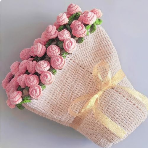 Handmade Crochet Rose Bouquet Blanket – Soft Flower Throw, Unique Gift for Her, Mother’s Day, Wedding, Birthday