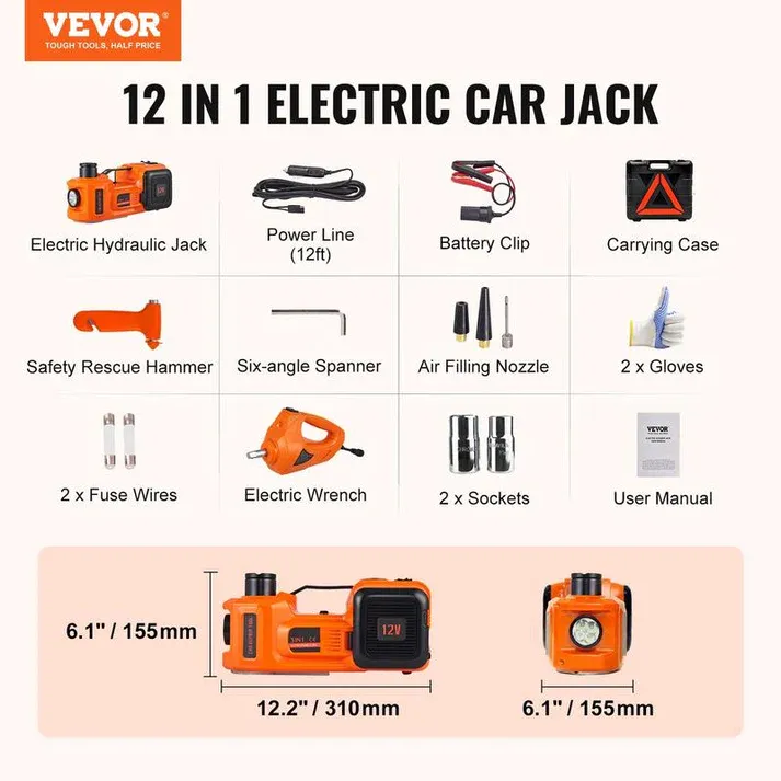 Car Jack, Various specifications, Hydraulic Jack with Electric High-efficiency Impact Wrench, Portable Car Lift with Built-in Inflatable Pump, LED Light SUV MPV Truck Repair