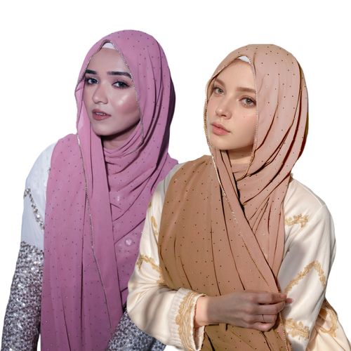 🧣🧣Pearl chiffon diamond headscarf🛒