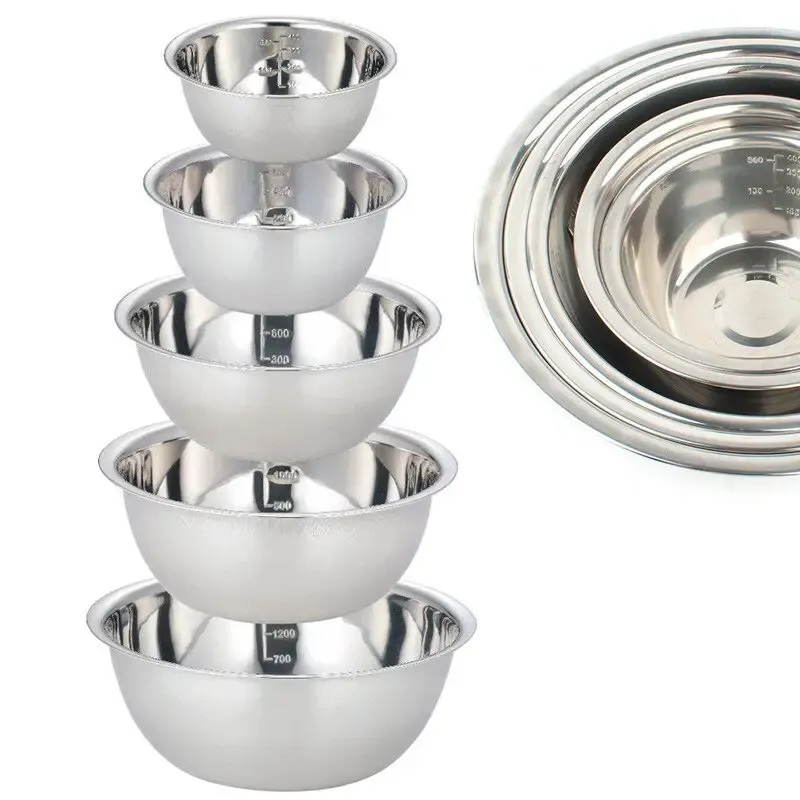 5pcs Non-Slip Stainless Steel Mixing Bowls Set