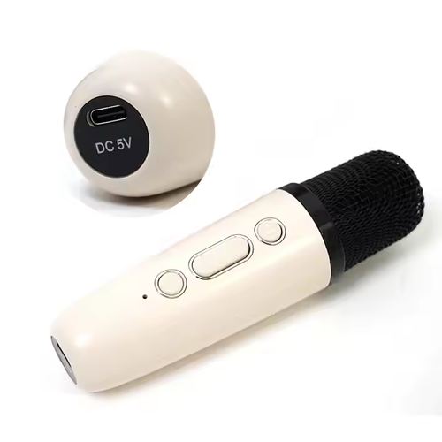 Mini alto-falante portátil Bluetooth para Karaokê Microfone duplo de áudio integrado para Karaokê doméstico Alto-falante sem fio Bluetooth