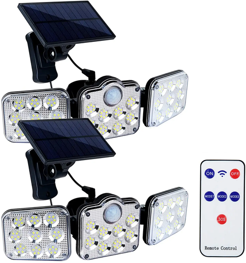 Luz eléctrica solar de três cabeças - Brilho, resistente à chuva e durável