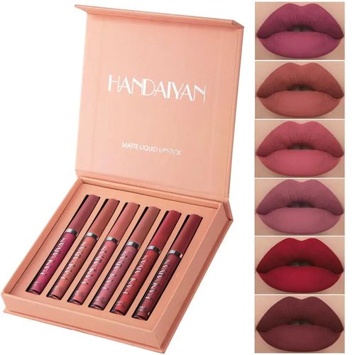 Marca privada HANDAIYAN. Kit de brilho labial de lustre mate com 12 cores. Batom líquido. Maquiagem vegana. Produto cosmético. Não gruda no copo