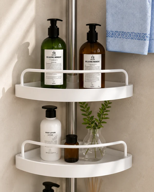 HOMERO Multipurpose Bathroom Rack with Hooks and Towel Bar - 4 Tier