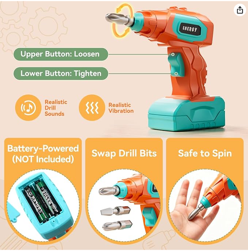 Toddler Tool Set with Electric Toy Drill