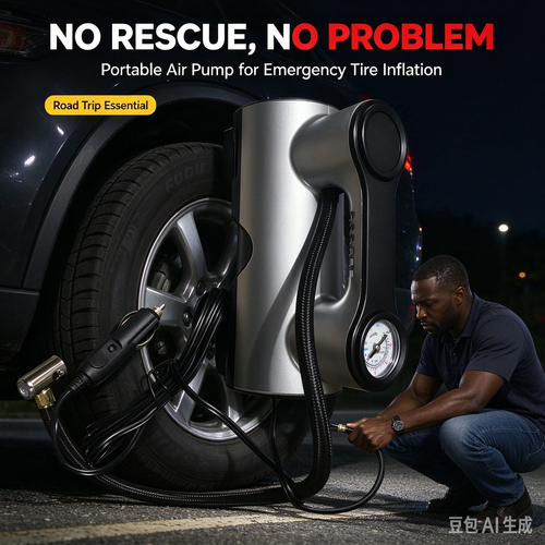 Portable Car Tire Inflator, Digital Air Compressor Pump with LED Light for Cars and Bikes