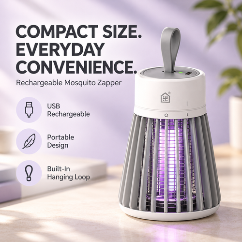 Portable USB Electric Mosquito Killer Lamp, UV Light Insect Zapper, Quiet Bug Trap for Home Bedroom Indoor Use
