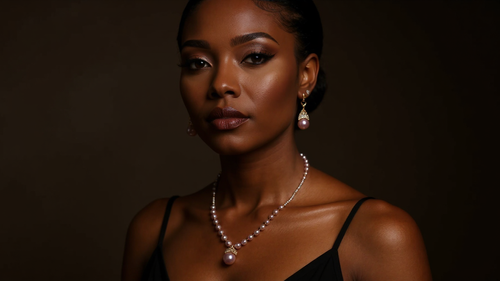Diamond Pearl Crown Clavicle Necklace Set-Purple Qi Comes from the East, Fortune and Prosperity Necklace