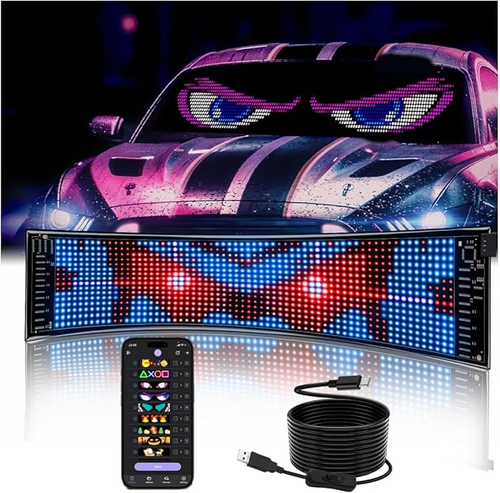 Truck Devil's Eye with App USB Programmable Led Sign Flexible Smart Sticker Led Matrix Panel Eyes Display Car Rear Window Flexible Car LED Panel
